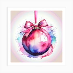 Watercolor Christmas Ball Art Print