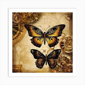 Steampunk Butterflies Art Print