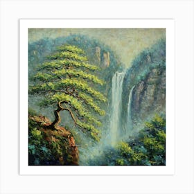 The Cliff of Heaven's Heart: A Misty Embrace Art Print