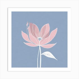 A White And Pink Flower In Minimalist Style Square Composition 579 Art Print