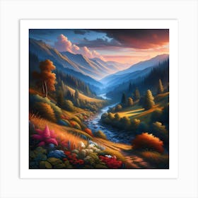 Sunset In The Mountains 5 Art Print