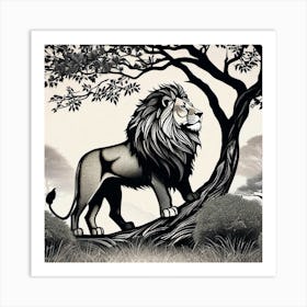 Lion In The Tree 1 Art Print