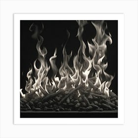 Flames In A Fireplace Art Print