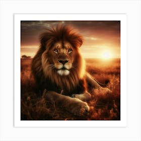 Lion At Sunset 1 Art Print