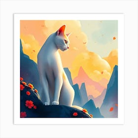 Cat In The Mountains Art Print