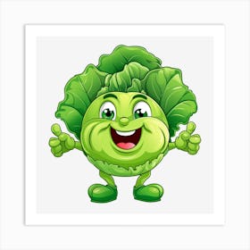 Funny Cabbage Cartoon Art Print