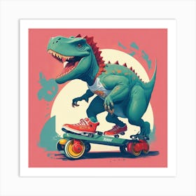 Dinosaur Skateboarder Art Print