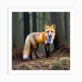 Fox In The Forest 15 Art Print