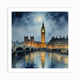 Famous Building Big Ben At Night Art Print