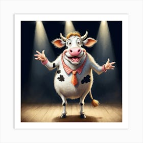 Cartoon Cow On Stage Art Print