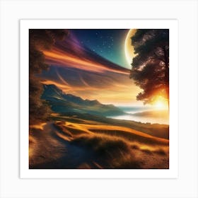 Landscape With The Moon Art Print