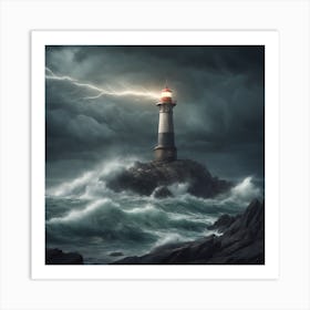 Stormy Lighthouse Art Print