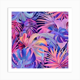 Tropical Leaves Seamless Pattern 17 Art Print