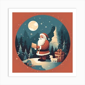 Santa Claus In The Forest Christmas Art Print