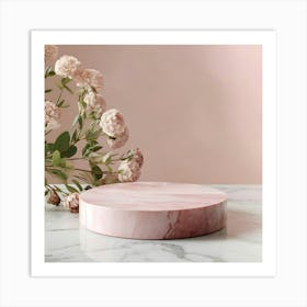 Pink Marble Cake Stand 11 Art Print