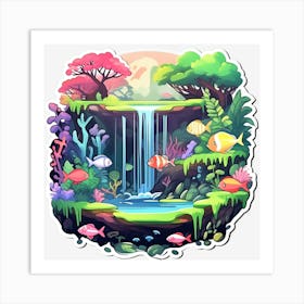 Waterfall In The Forest Art Print