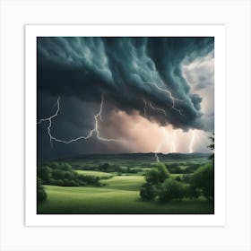 A Storm With A Beautiful Nature Scenery(6)(1) Art Print