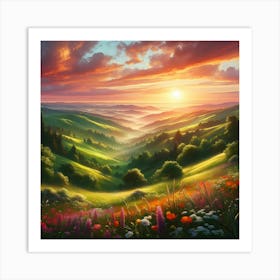 Sunset In The Countryside 3 Art Print