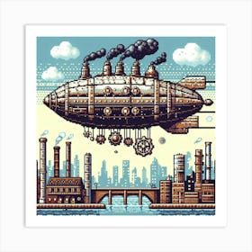 8-bit steampunk airship Art Print