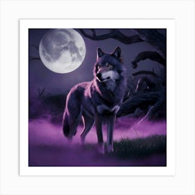 Wolf At Night Art Print