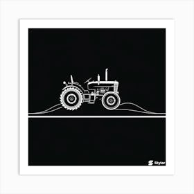 Tractor On A Black Background Art Print