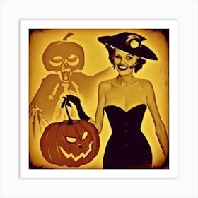 Happy To Be Here Halloween Retro Art Print