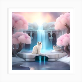 Cat In A Waterfall Art Print