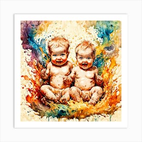 Twins In Water Art Print