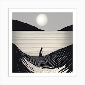 Woman On A Boat Art Print