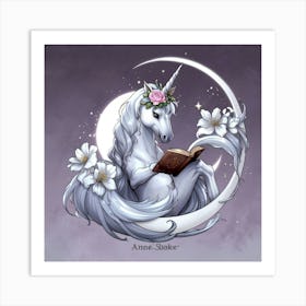 Unicorn Reading A Book 1 Art Print