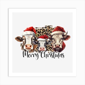 Merry Christmas Cows Art Print