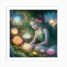 Fairy With Flowers 1 Art Print