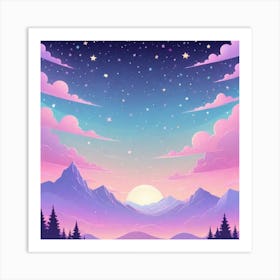 Sky With Twinkling Stars In Pastel Colors Square Composition 133 Art Print