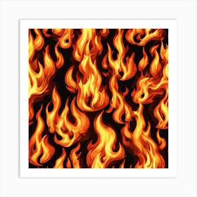 Flames On Black Background 10 Art Print