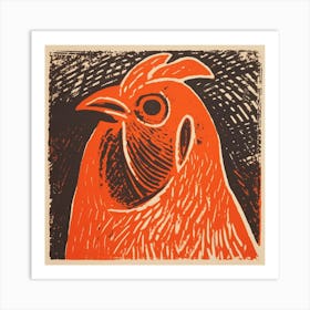 Retro Bird Lithograph Chicken 2 Art Print