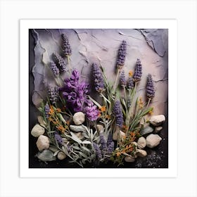 Lavender And Rocks Art Print