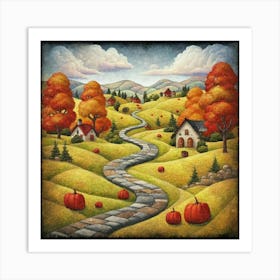 The Winding Road Home. In the middle of the meadows 7 Art Print