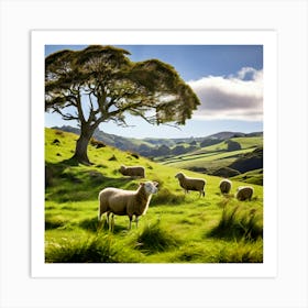 Grass Plant Day Scenic Tour Tourism Rural Green Farm Auckland Cute New Background Scener (8) Art Print