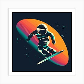 Astronaut Snowboarding Póster