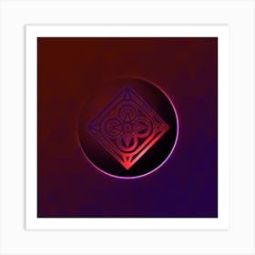 Geometric Neon Glyph on Jewel Tone Triangle Pattern 133 Art Print