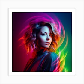 Woman With Colorful Hair Art Print