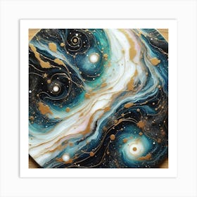 Swirling Galaxies And Constellations With Gold Leaf Accents (3) Art Print