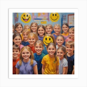 Photo Medium Shot Smiley Kids In School Gym 2 Art Print