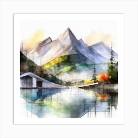 Firefly An Illustration Of A Beautiful Majestic Cinematic Tranquil Mountain Landscape In Neutral Col 2023 11 23t001041 Art Print