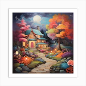 House At Night 1 Art Print