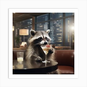 Raccoon With Martini Art Print