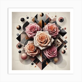 Geometric Art Roses 3 Art Print