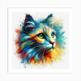 Colorful Cat Art Print