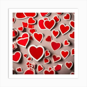 Heart Stickers On A Grey Background Art Print