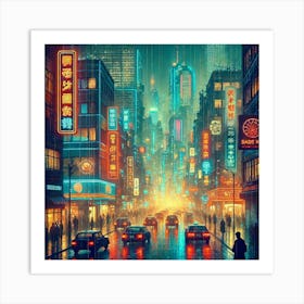 City At Night 1 Art Print